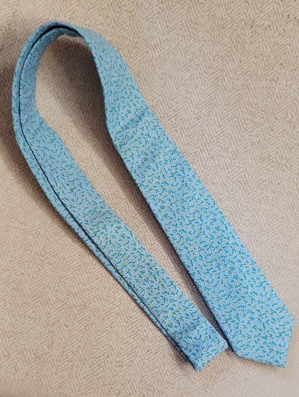 Elzama Sky Blue Floral Men's Tie - Classic Cotton Dress Tie